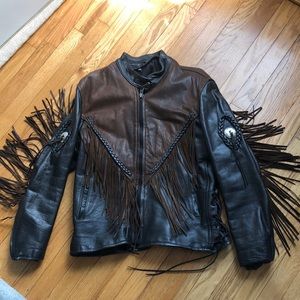 fringe woman’s motorcycle leather coat!!